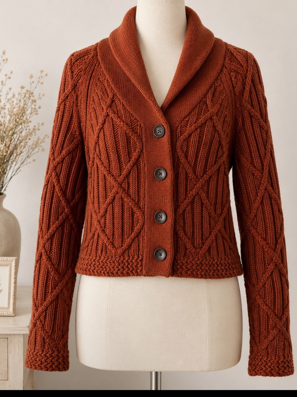 Outerknown Merino Wool Organic Cotton Shawl Collar Cable Knit Cardigan Sweater S